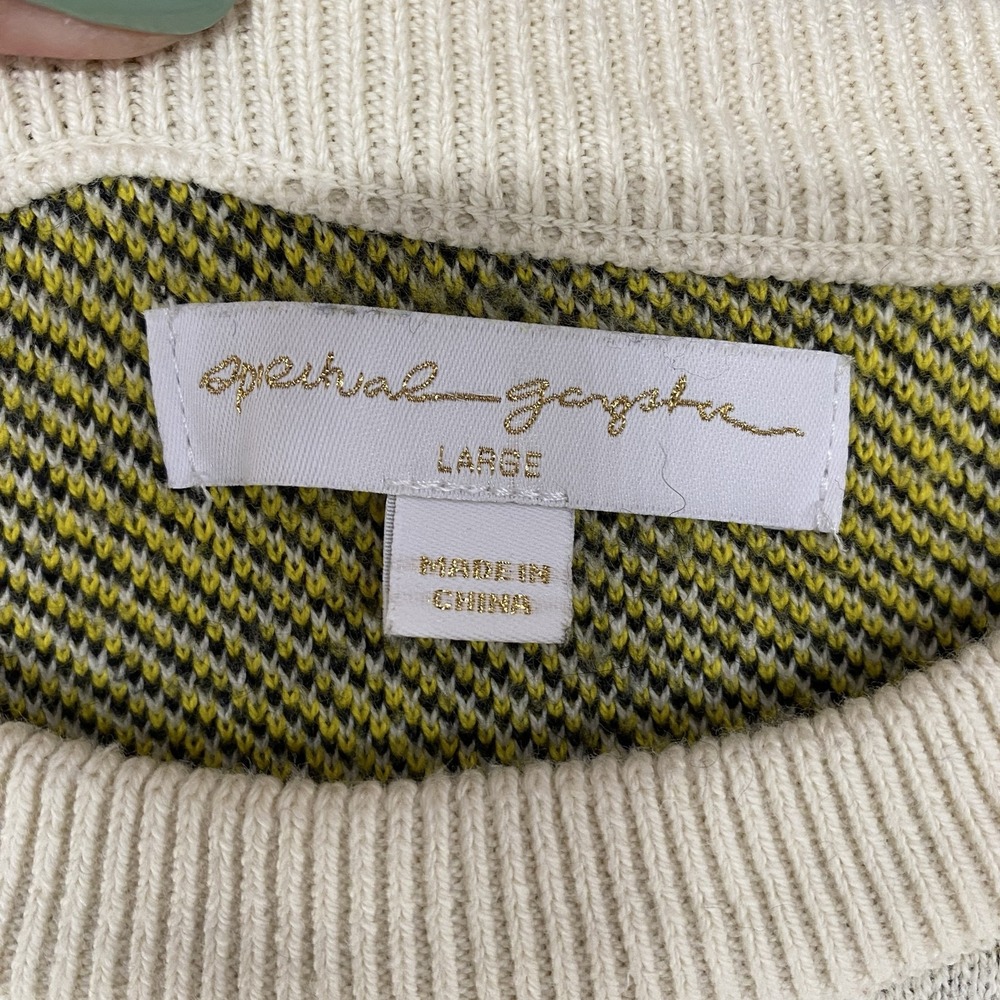 Spiritual Gangster Sweater Womens Large Yellow Love Is Love Graphic Cashmere - Picture 5 of 13